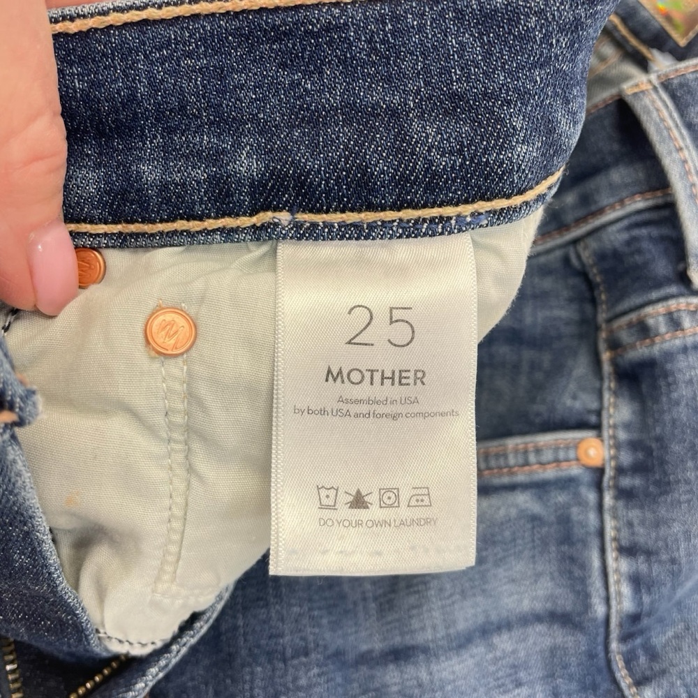 MOTHER The Insider Crop Step Fray Jeans 25 Blue - Picture 8 of 16
